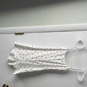 Ditsy Open Back Tie Romper - WHITE/S